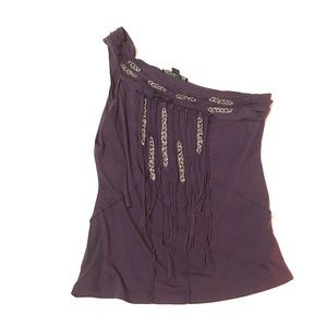 Single shoulder purple tank top